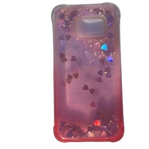 Galaxy Glam: Sparkling Pink Glitter‎ Case with Floating Hearts Samsung